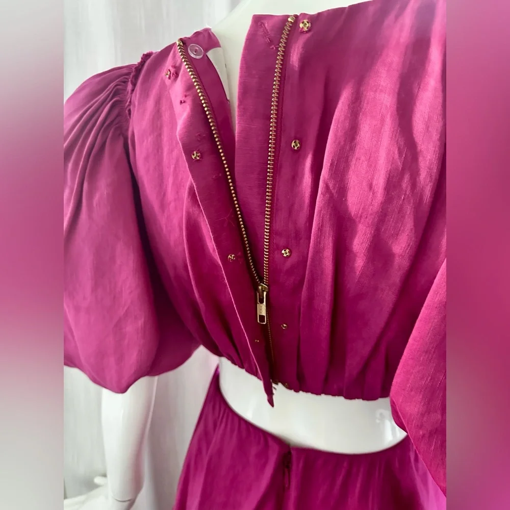 Aje Vanades Pink Cut Out Puff Sleeve Midi Dress 🩷 - Picture 7 of 11